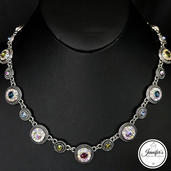 Lia Sophia "Pretty Please" Colorama Silver Cut Crystal Earring & Necklace Set - Picture 3 of 14